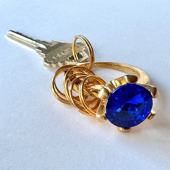 Key Ring, Faux Sapphire Keychain - Picture 8 of 8
